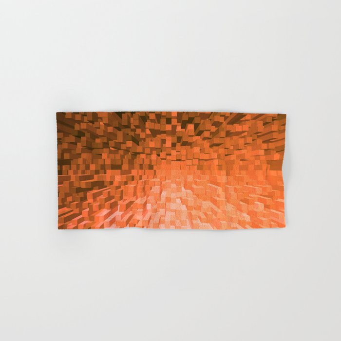 Orange Pixelated Pattern Hand & Bath Towel
