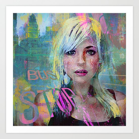 bus stop girl Art Print