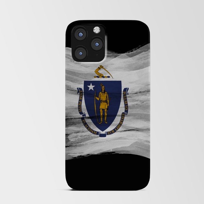 Massachusetts state flag brush stroke, Massachusetts flag background iPhone Card Case