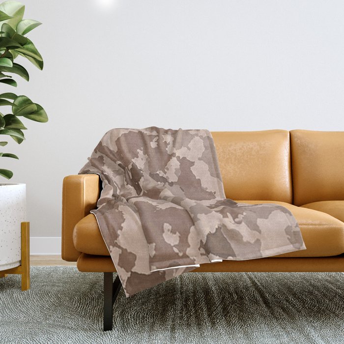 Camouflage Beige Brown Throw Blanket