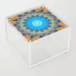Colorful Blue Aura - Vibrant Mandala Art Acrylic Box