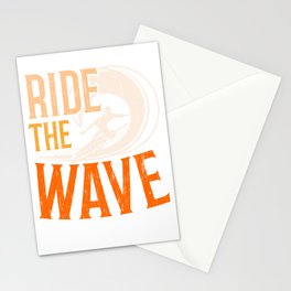 Ride The Wave Surfer Surfboard Surfing Water Sport Stationery Card