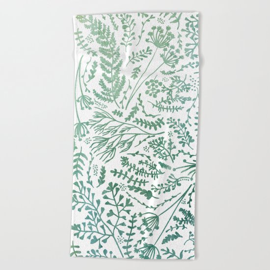 GREEN HERBS Beach Towel