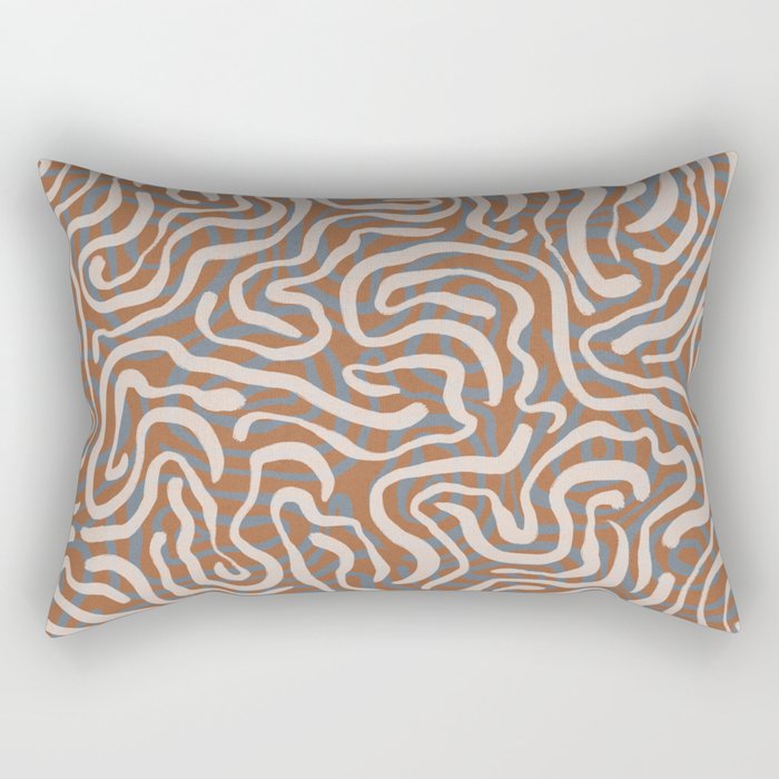 Blue & Brown Pattern Rectangular Pillow