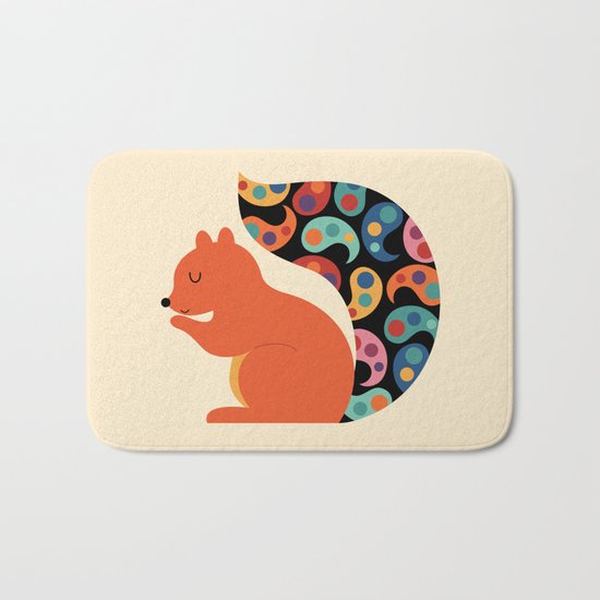 Paisley Squirrel Bath Mat