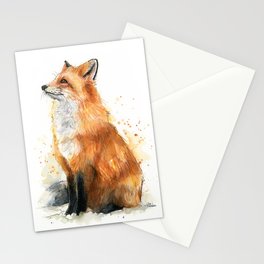 Fox Watercolor Red Fox Painting Stationery Card