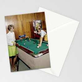 1960's Game room with Pinball and a Pool Table in the Admiral Motel in Wildwood, NJ Stationery Card
