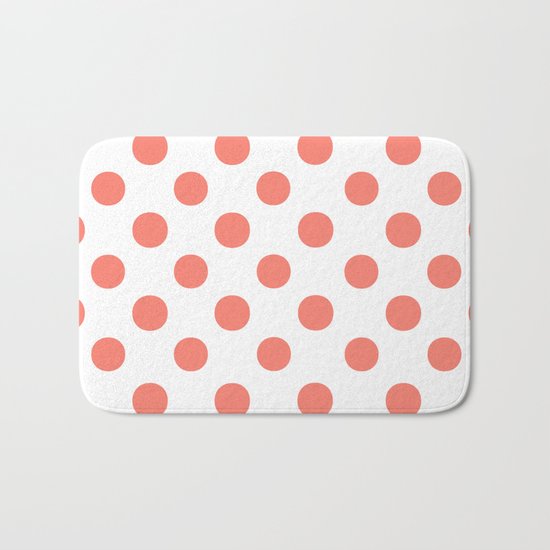 Polka Dots (Salmon/White) Bath Mat