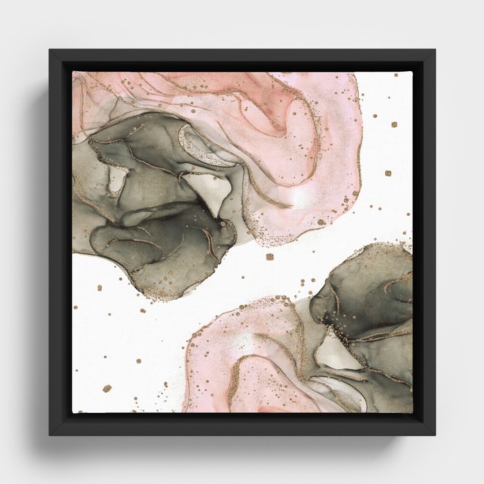 Ethereal Pink Black & Gold Moody Fantasy Framed Canvas