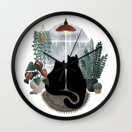 Rainy Day Cats (on white) Wall Clock