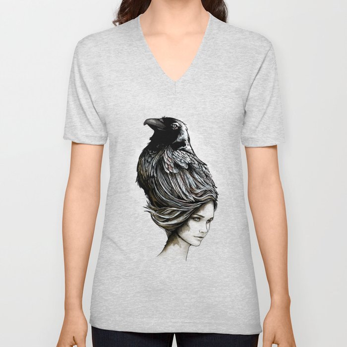 Raven Haired V Neck T Shirt