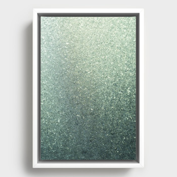 Sparkly ice pattern - glitter and glamour gradient in green - macro photography Framed Canvas