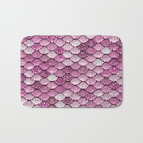 Light Pink Glitter mermaid sparkling scales - Mermaidscales Bath Mat