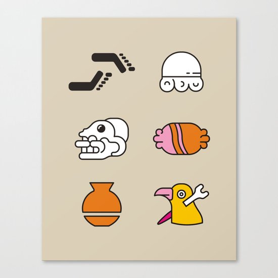 AZTEC~Nahuatl Glyphs Canvas Print