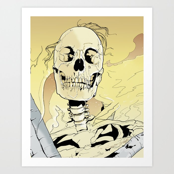 Skeleton on Fire Art Print