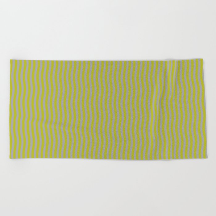 Green Yellow Wavy Lines  Beach Towel
