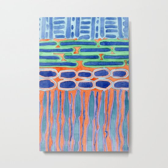 Blue Shapes Pattern Metal Print