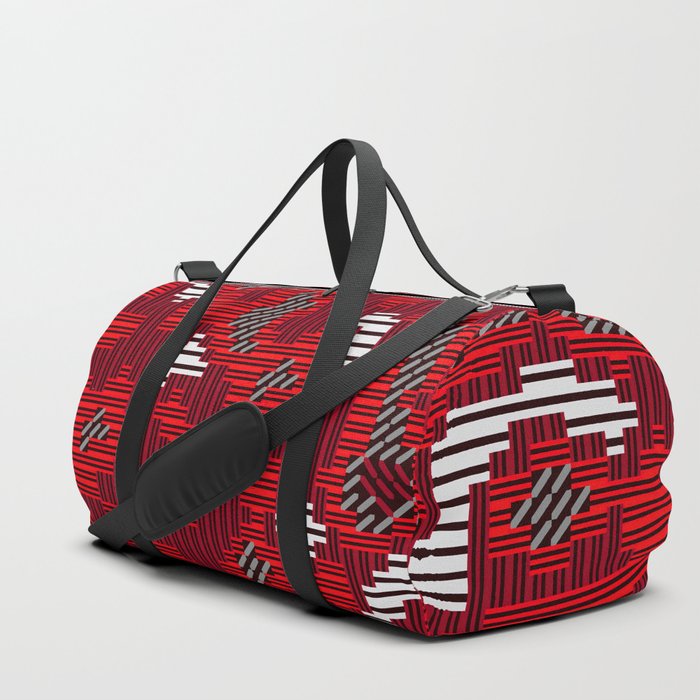 Red Modern Geometric Pattern 2 Duffle Bag