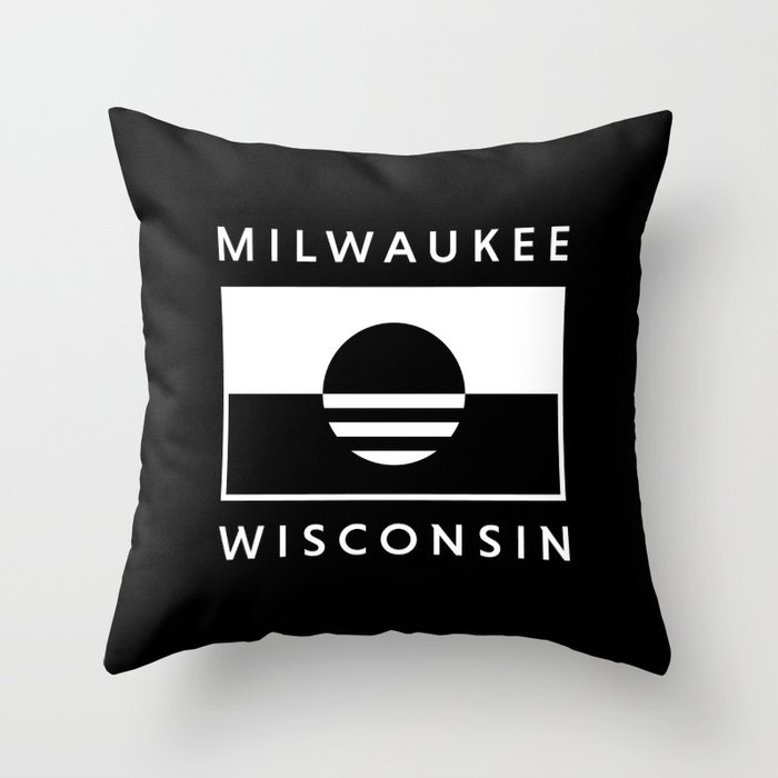 Milwaukee Wisconsin - Black - People's Flag of Milwaukee Throw Pillow