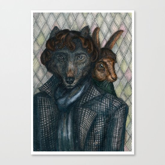 Sherlock Wolf and Dr. Rabbit Canvas Print