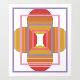 Vintage abstract minimal colorfull shapes digital artwork  Art Print