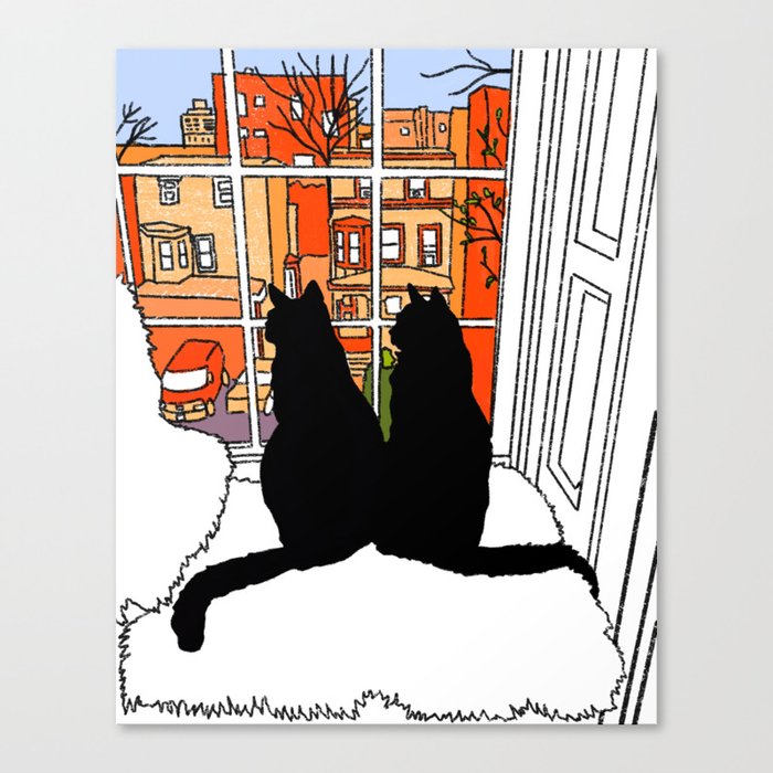 Window Cats Spring Morning Silhouette Canvas Print