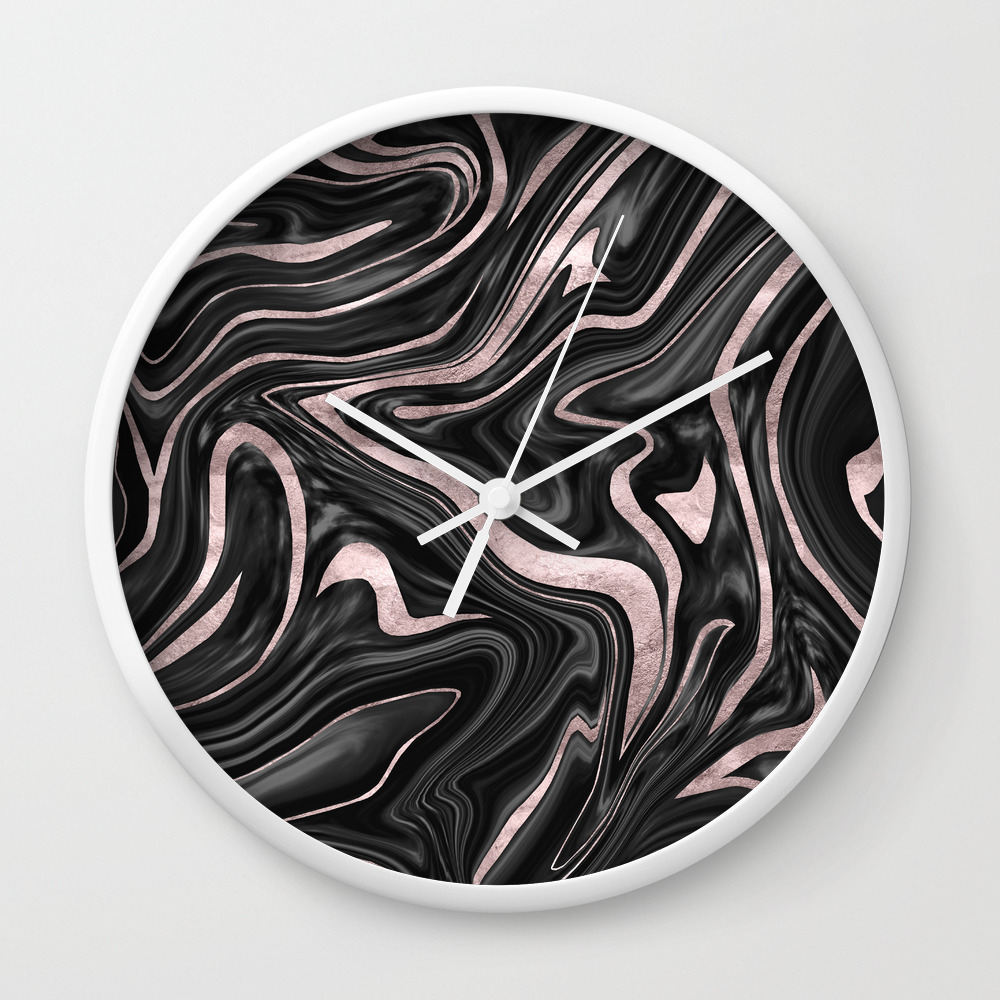 Black Gray White Rose Gold Marble 1 Decor Art Society6 Wall