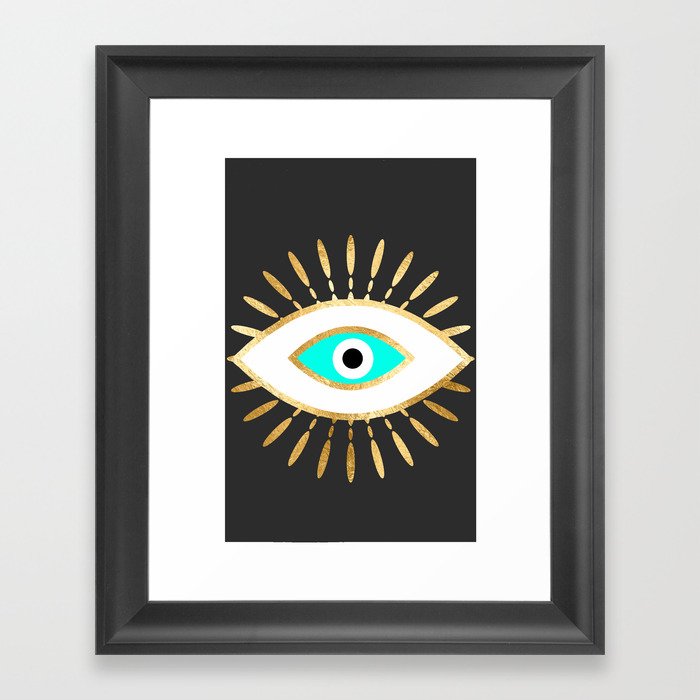 evil eye gold foil print Framed Art Print