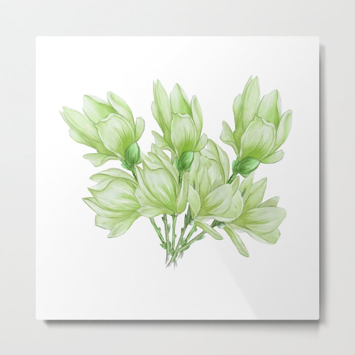 Bunch Of Light Green Flowers Metal Print
