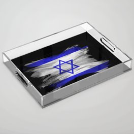 Israel flag brush stroke, national flag Acrylic Tray