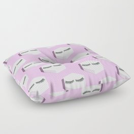 Trendy pink make-up pattern with eye lashes Floor Pillow