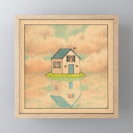 Little Blue House Framed Mini Art Print