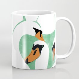 Swans, Colorful Wildlife Birds Painting, Jungle Pond Forest Animals Wild Illustration Coffee Mug | Duck, Lineart, Swan, Jungle, Watercolor, Eclectic, Painting, Calm, Bohemian, Minimal 