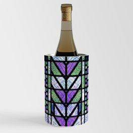 Aqua and Green Art Deco Stained Glass Design Wine Chiller