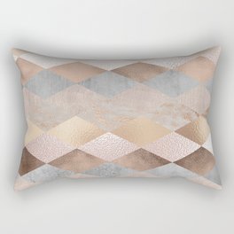 Copper and Blush Rose Gold Marble Argyle Rectangular Pillow
