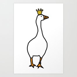 White Goose Wears Stolen Crown Art Print