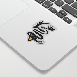 Abstract Snake Bird Minimal Style Line in Black and White and Color Sticker