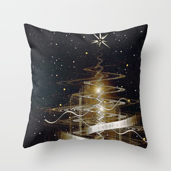 Christmas Fractal Tree Throw Pillow