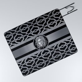 Luxury Medusa Oriental Silver Picnic Blanket