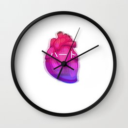 Aesthetic Heart Vaporwave Heart with japanese Text Wall Clock