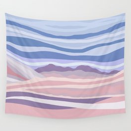 Bohemian Waves // Abstract Baby Blue Pinkish Blush Plum Purple Contemporary Light Mood Landscape  Wall Tapestry