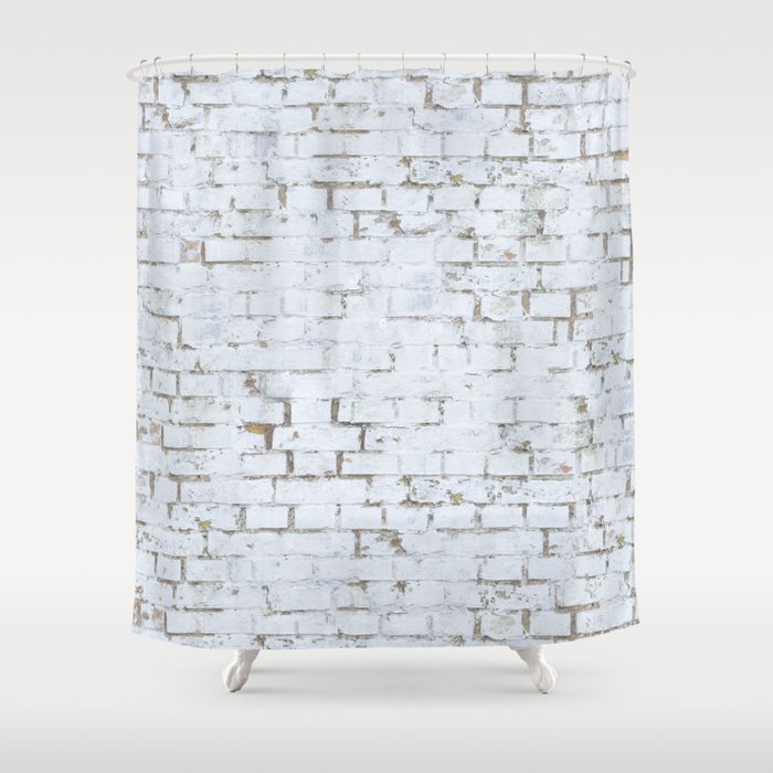 Vintage White Brick Wall Shower Curtain By Patternmaker Society6 Vintage White Brick Wall Shower Curtain