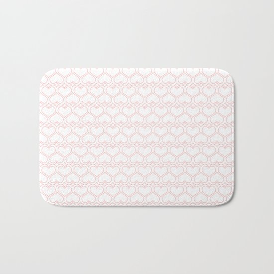 Lovely Pink and White Heart Pattern Bath Mat