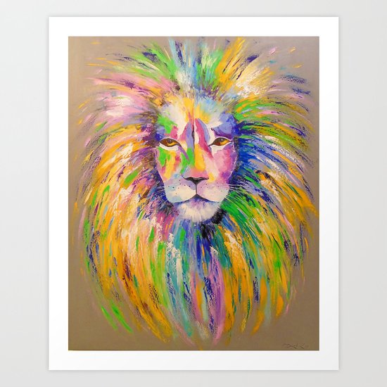 Colorful lion Art Print