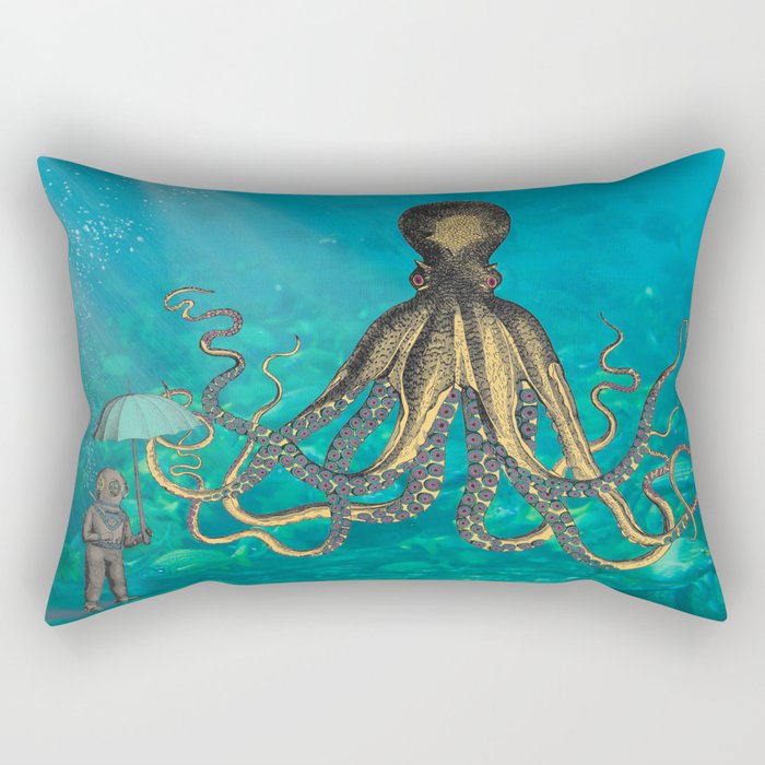 Octopus & The Diver Rectangular Pillow