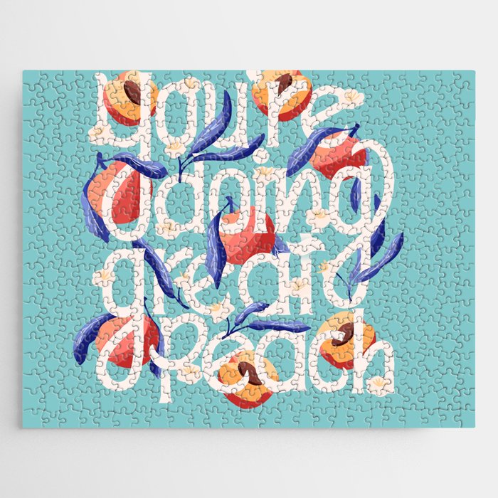 You're doing great peach lettering illustration with peaches VECTOR Jigsaw Puzzle