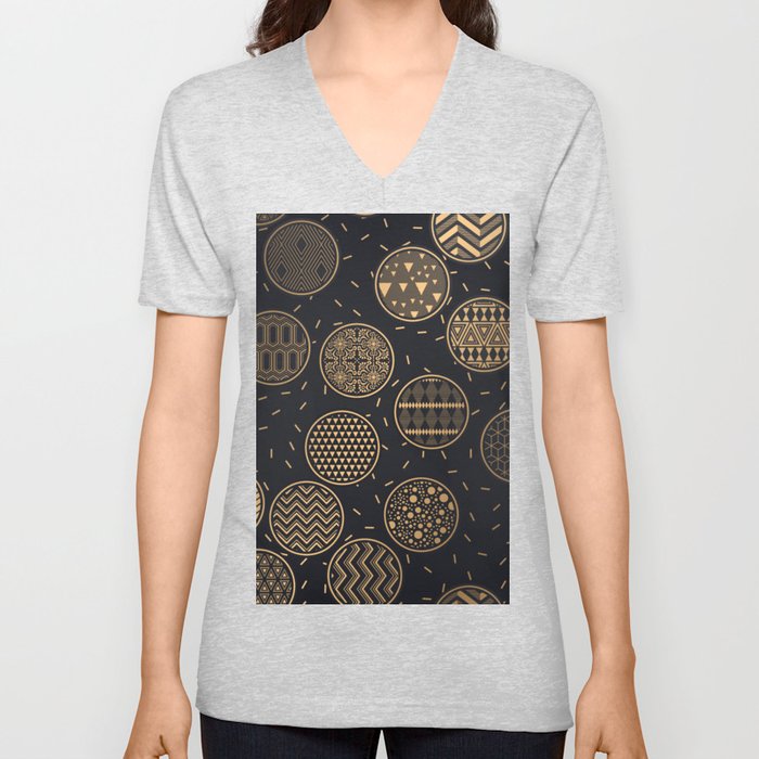 Christmas Pattern Geometric Classic Bauble Bulb V Neck T Shirt