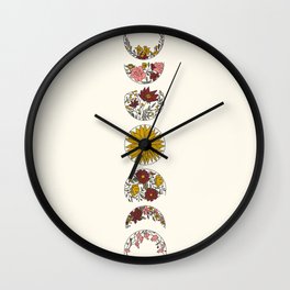 Floral Phases of the Moon Wall Clock
