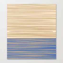 Natural Stripes Modern Minimalist Colour Block Pattern in Blue and Oat Beige Canvas Print