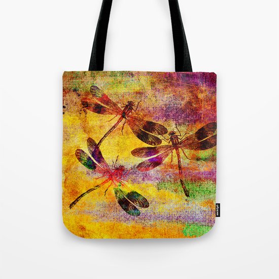 Mauritius Vintage Dragonflies Colours Tote Bag